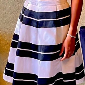 Express black and white stripped A line skirt worn once.